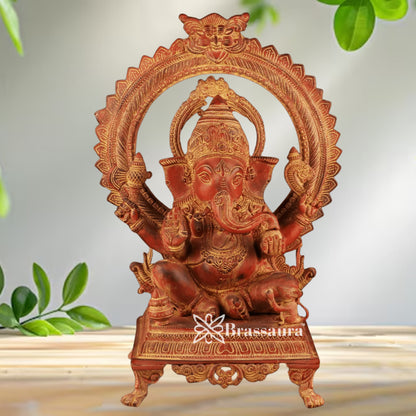 Brass Ring Ganesha Statue Weight 15.3 Kg & Height 19 Inch