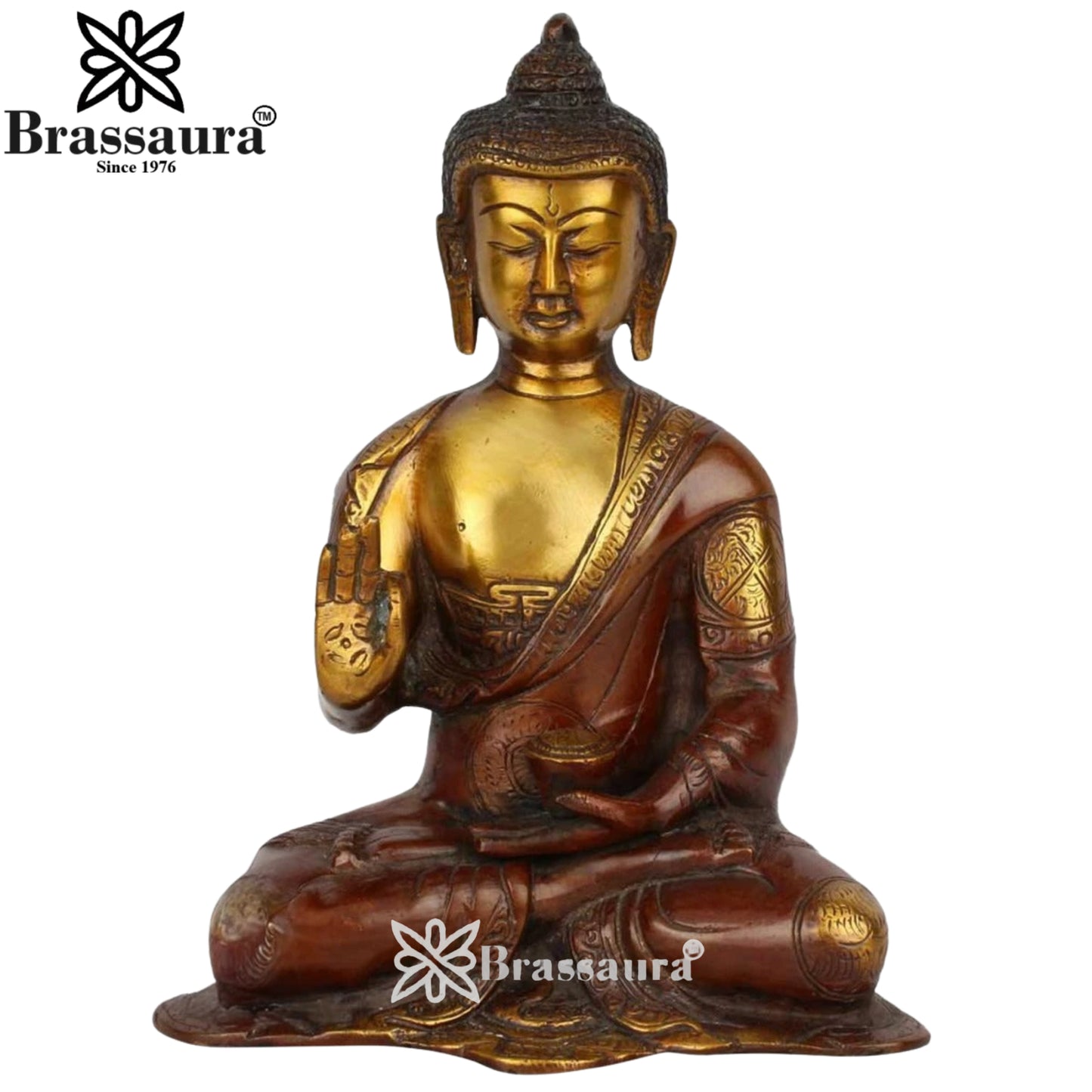 Brass Blessing Buddha Weight 2.1 kg & Height 8 Inch