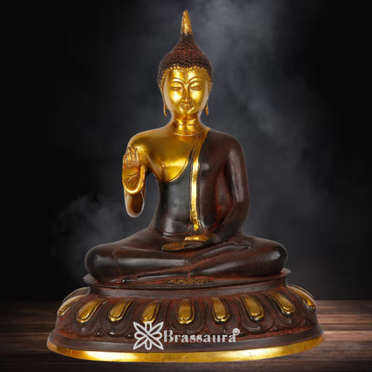 Brass Blessing Buddha Weight 5.5 kg & Height 14 Inch