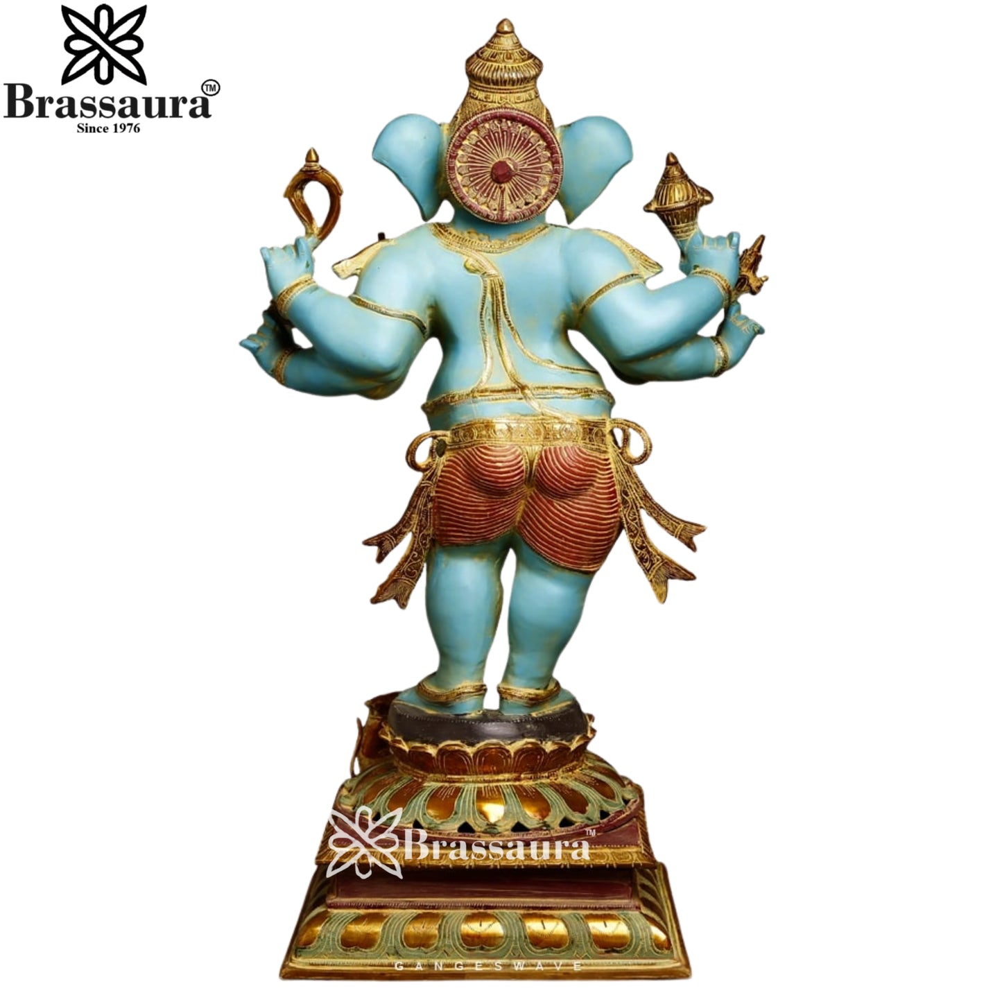 Brass Vintage Standing Ganesha Weight 46.7 Kg & Height 36 Inch
