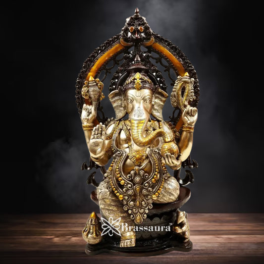 Brass Ring Jewellery Ganesha Statue Weight 30 Kg & Height 26 Inch