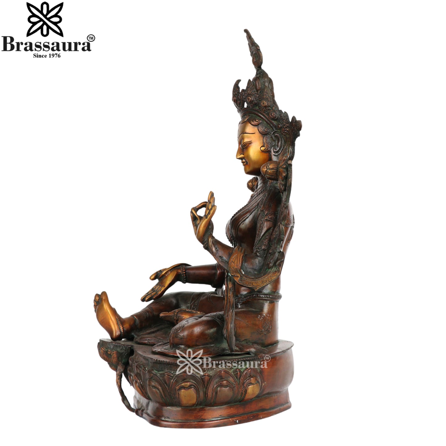 Brass Antique Tara Statue Weight 9.2 Kg And Height 19 Inch