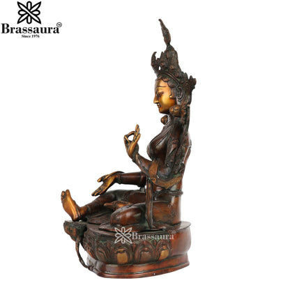 Brass Antique Tara Statue Weight 9.2 Kg And Height 19 Inch