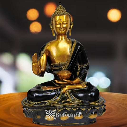 Brass Blessing Black Buddha  Weight 42 Kg & Height 36 Inch