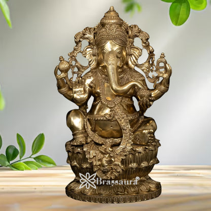 Brass Ganesha Statue Weight 34.5 Kg And Height 26 Inch