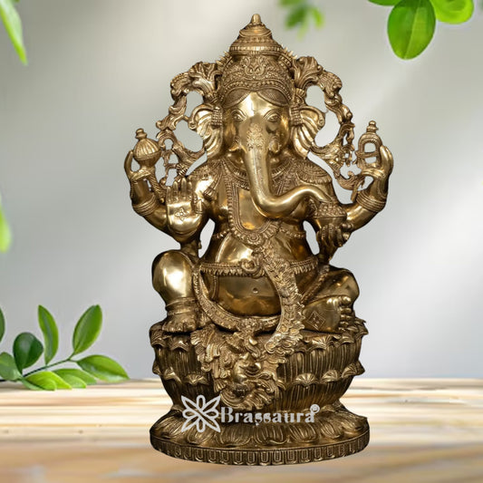 Brass Ganesha Statue Weight 34.5 Kg And Height 26 Inch