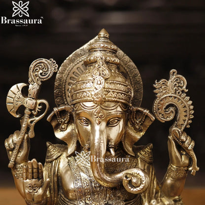 Brass Lotus Ganesha Weight 8.5 Kg & Height 11.5 Inch