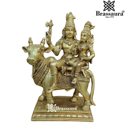 Brass Antique Shiva Family Setting on Nandi Weight 12.5 Kg & Height 16 Inch