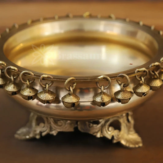 Brassaura™ Brass Ghungro Urli Statue – Height 4.5 Inches & Weight 1.9 Kgs | Elegant Home Accent