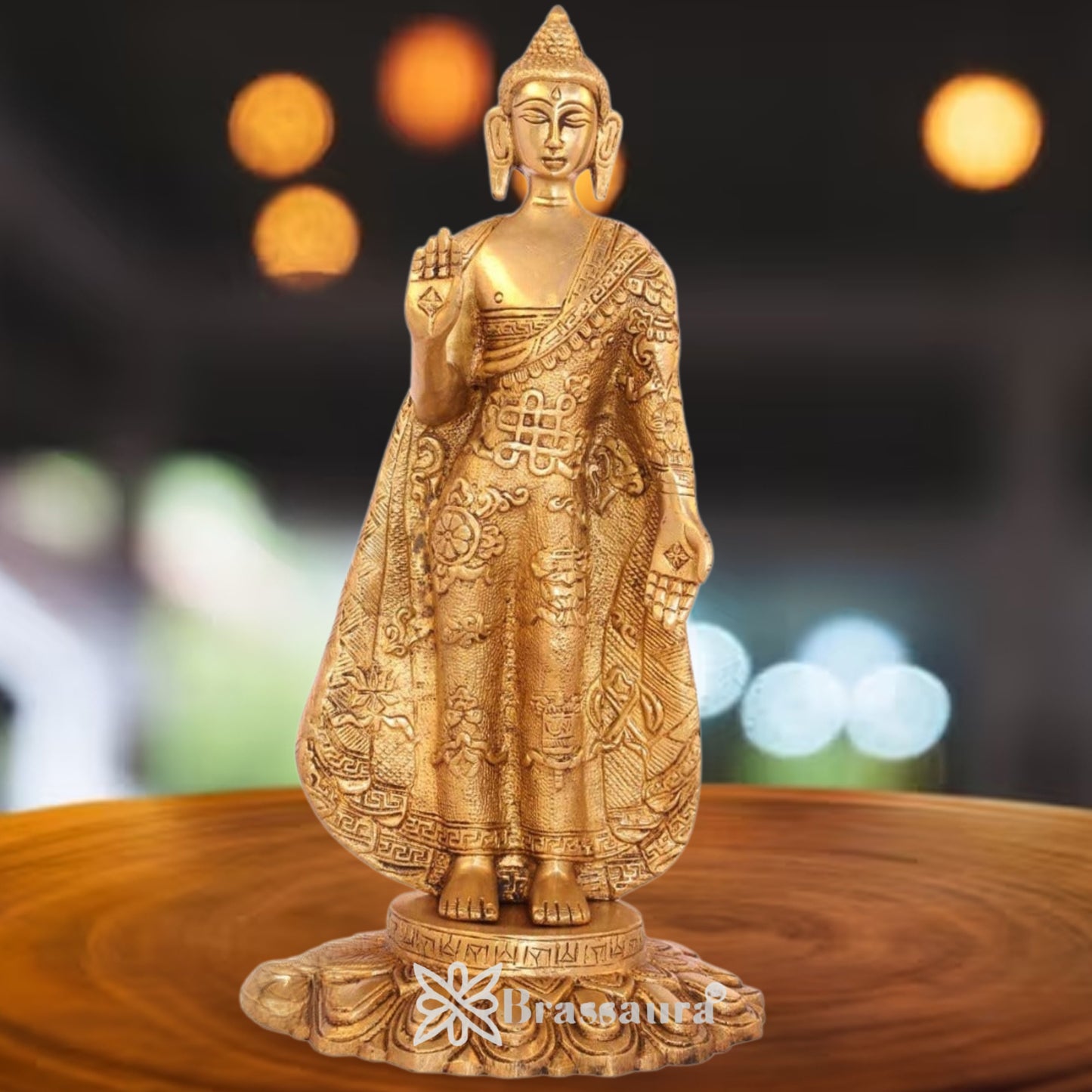 Brass Classic Standing  Buddha Weight 2.7 Kg & Height 11 inch