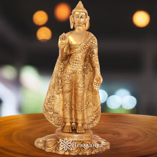 Brass Classic Standing  Buddha Weight 2.7 Kg & Height 11 inch