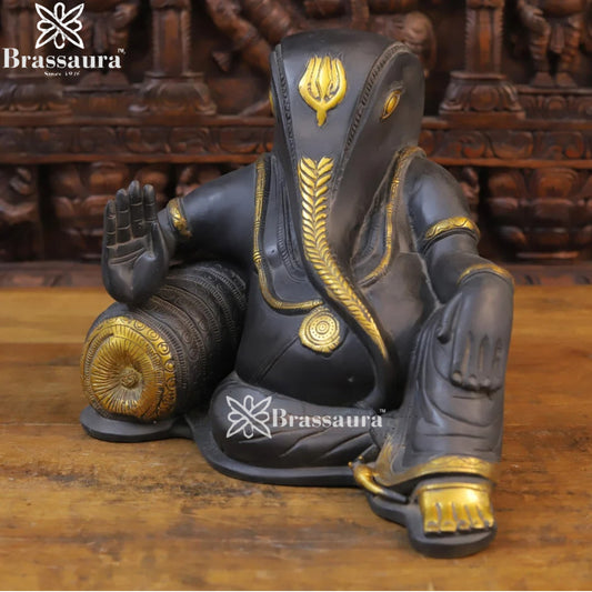 Brass Relaxing Ganesha Weight 13.3 Kg & Height 11 Inch