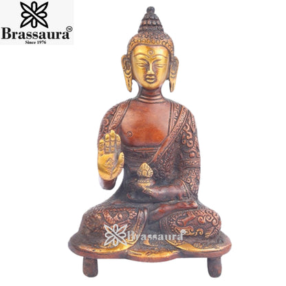 Brass Blessing Buddha Weight 0.9 Kg & Height 6 Inch