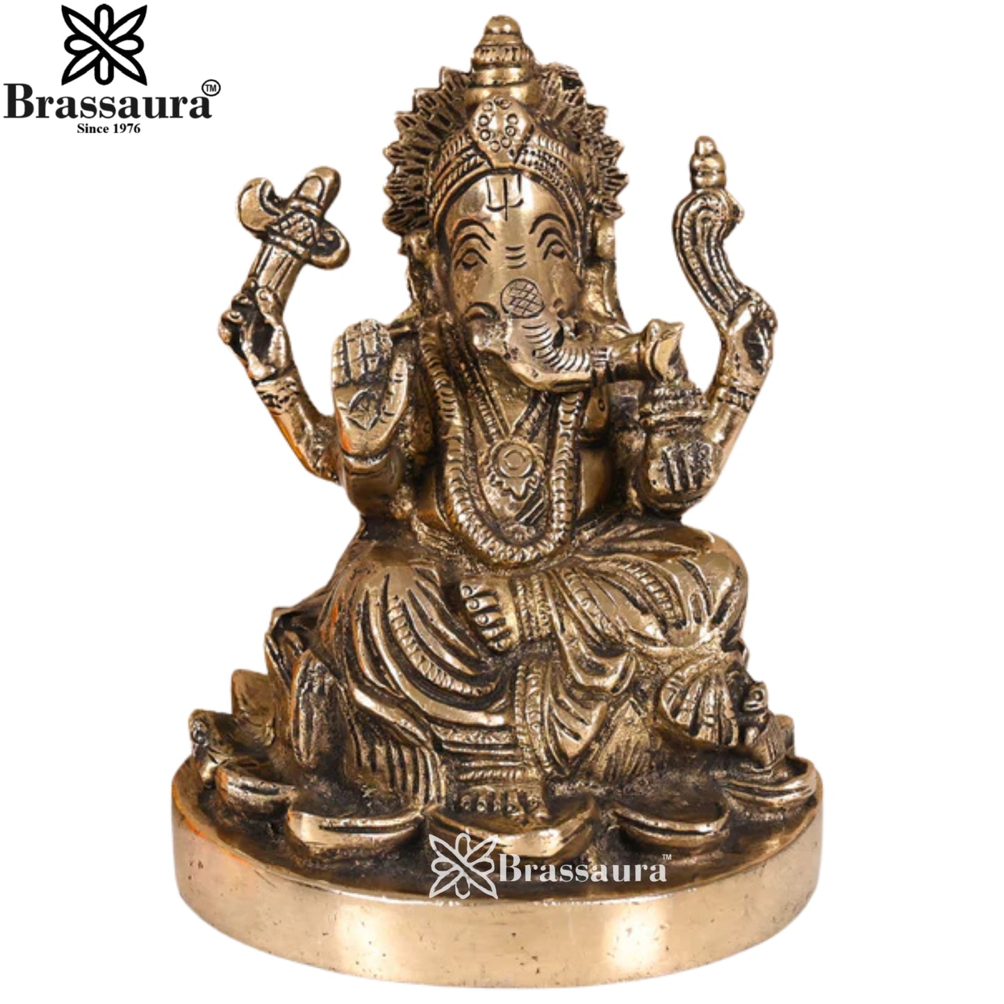 Brass Ganesha Statue Weight 1.7 Kg & Height 6 Inch