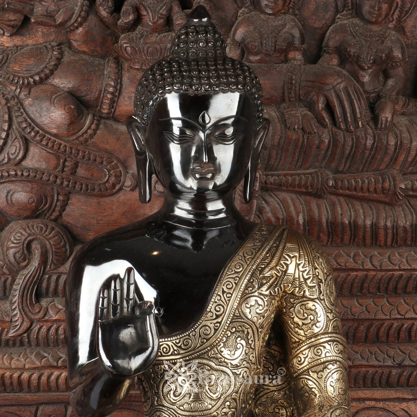Brass Blessing Buddha Weight 21.9 kg & Height 22 Inch