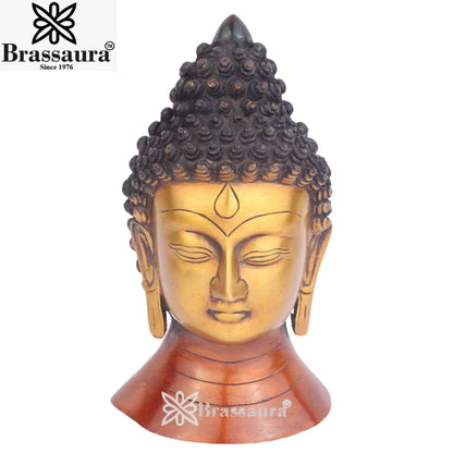 Brass Face Buddha  Weight 2.5 Kg & Height 8 Inch