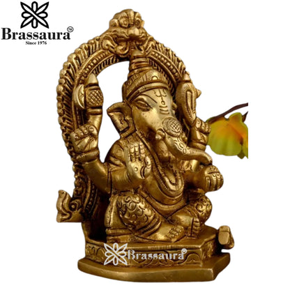Brass Ring Ganesha Statue Weight 1 Kg And Height 4.5 Inch