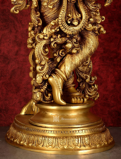 Brassaura™ Superfine Brass Krishna under Tree Sculpture – Height 35 Inches & Weight 32 Kgs