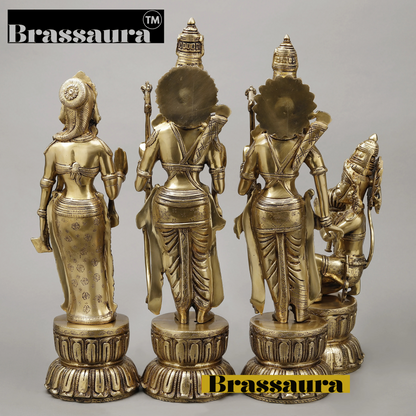 Brassaura™ Pure Brass Ram Darbar Set – 23 Inch Height, 30.630 Kg Weight – Handcrafted North Indian Idol Set
