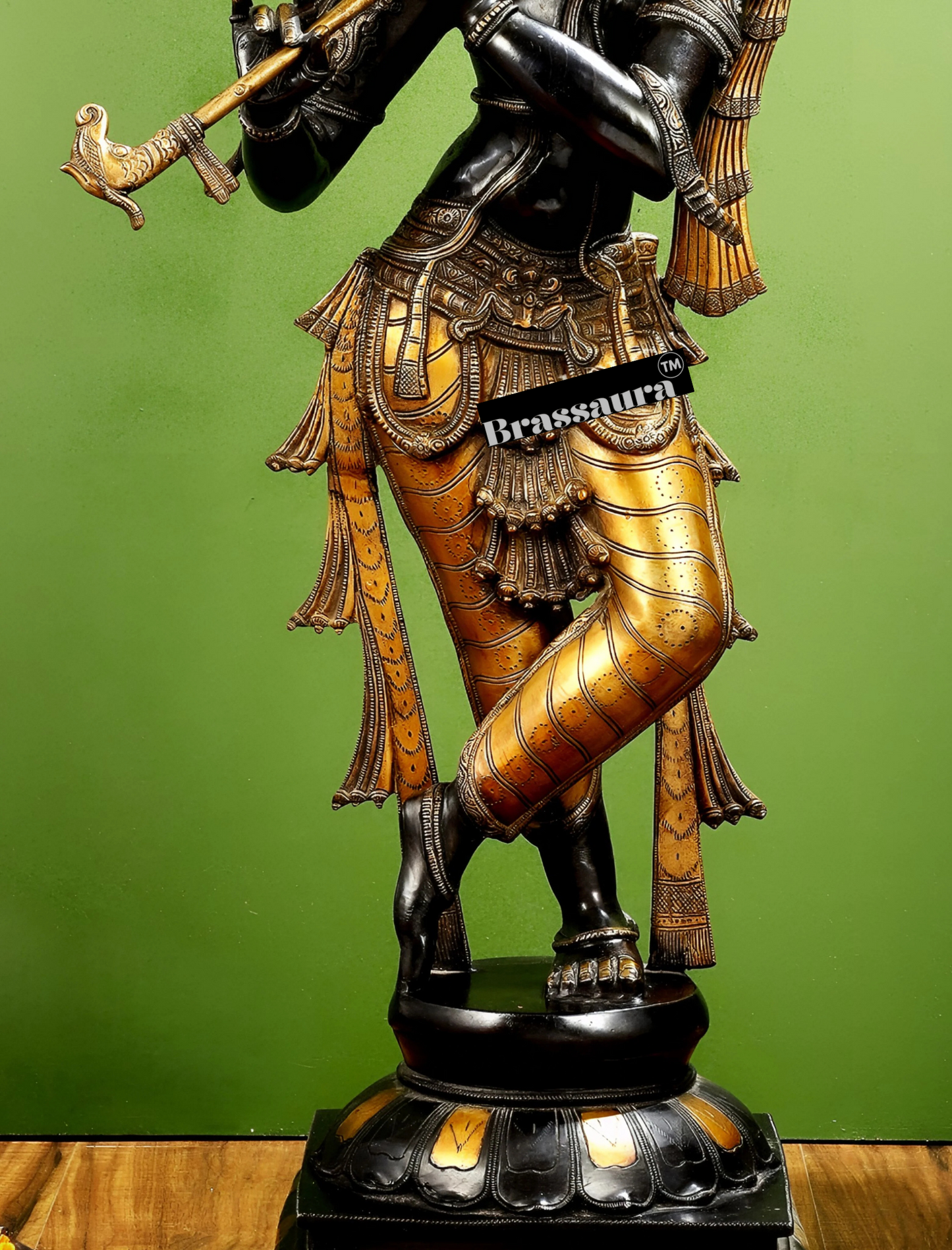 Brassaura™ Superfine Brass Krishna Murlidhar Idol – Height 36 Inches & Weight 27 Kgs | Black Antique Finish
