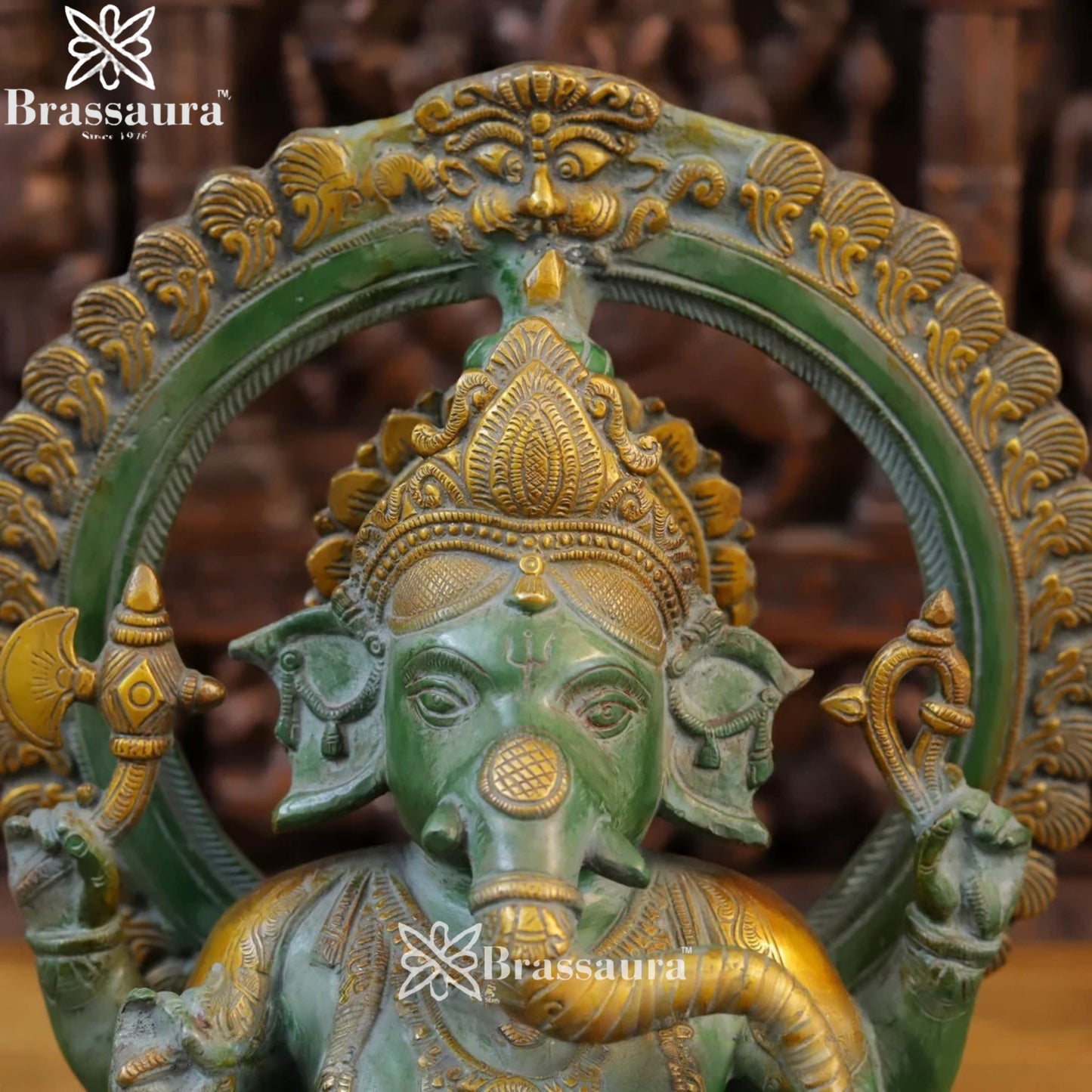 Brass Ring Ganesha Weight 14 Kg & Height 16 Inch