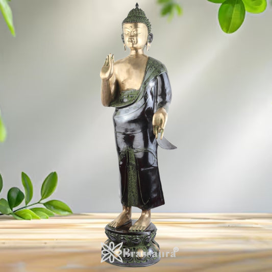 Brass Blessing Standing Buddha Weight 34 Kg & Height 50 Inch