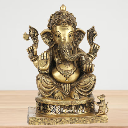 Brass Ganesha Statue Weight 12.5 Kg & Height 14 Inch