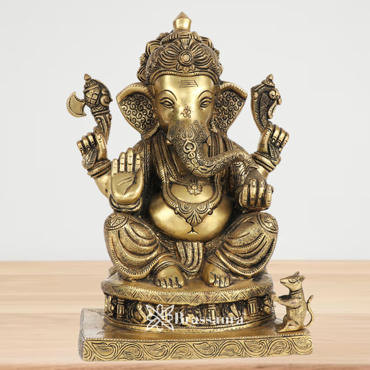 Brass Ganesha Statue Weight 12.5 Kg & Height 14 Inch