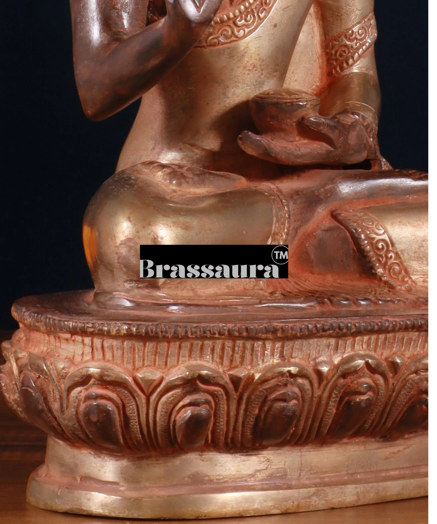 Brassaura™ Pure Brass Blessing Buddha Statue – Height 10.5 Inches, Weight 3.42 Kgs