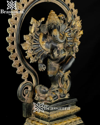 Brass Dancing Ganesha Statue Weight 22.4 Kg And Height 25.5 Inch
