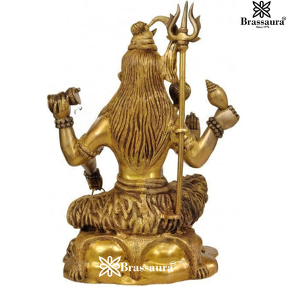 Brassaura™ Handcrafted Brass Shiva Idol – Height 18 Inches & Weight 18 Kgs | Spiritual Décor