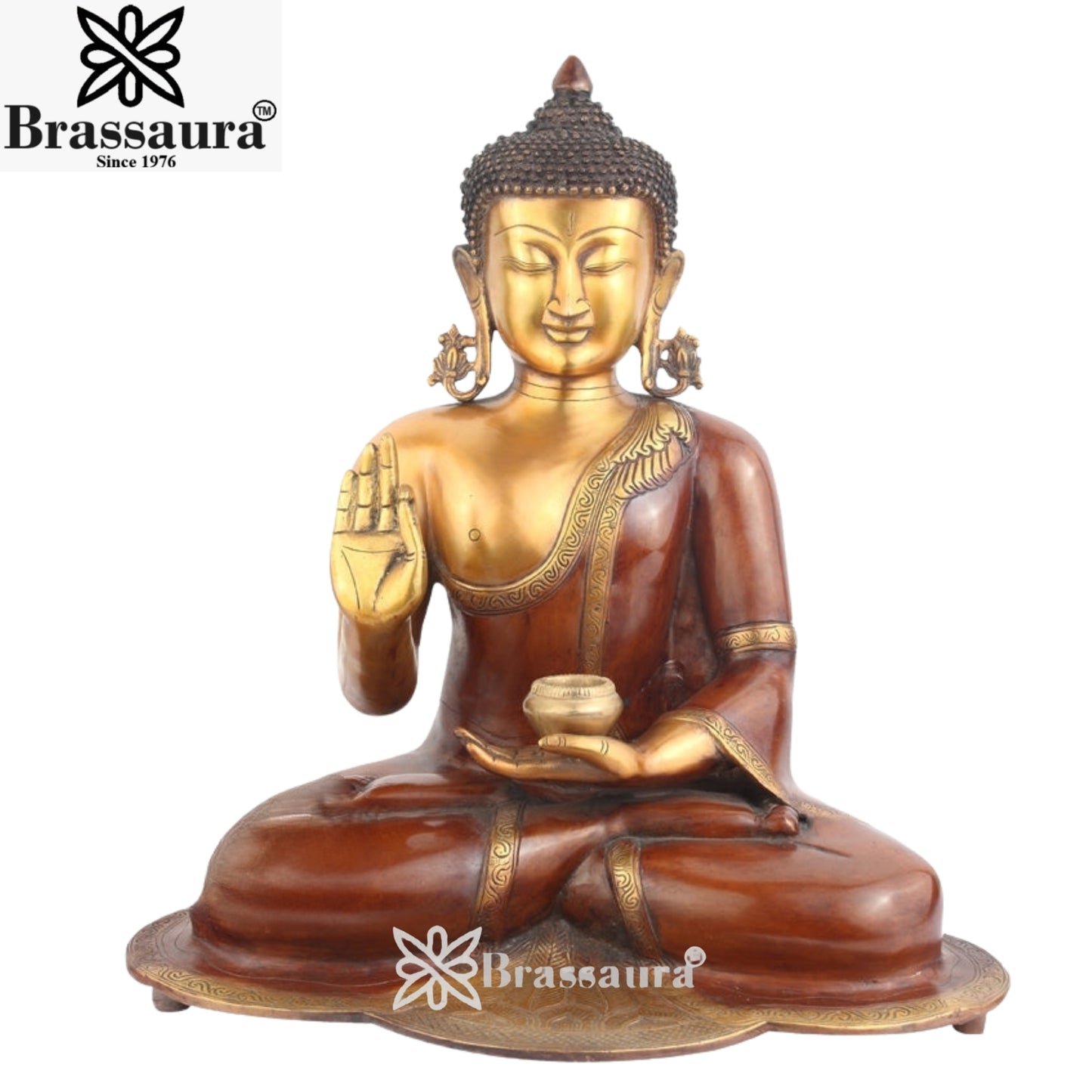 Brass Blessing Buddha Weight 16 Kg & Height 21 Inch