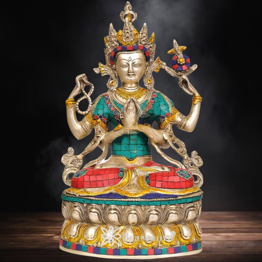 Brass Gem Stone Work Tara Weight 5 Kg & Height 14 Inch