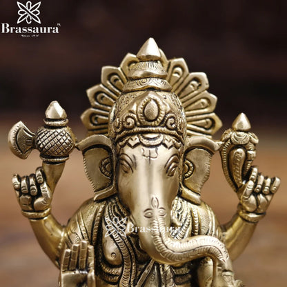 Brass Super fine Ganesha Weight 3.1 Kg & Height 8.5 Inch