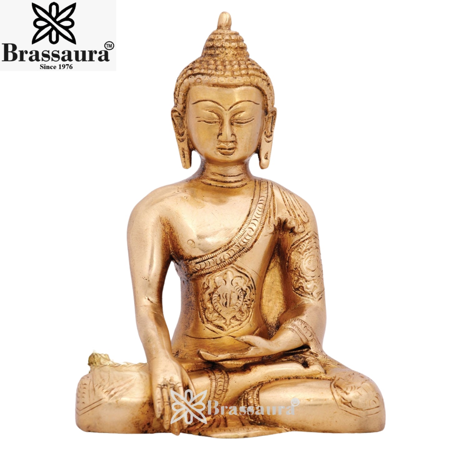 Brass Bhumisprasa Buddha Weight 1.7 kg & Height 7.5 Inch