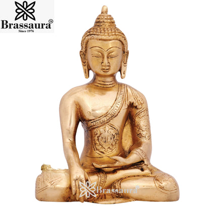 Brass Bhumisprasa Buddha Weight 1.7 kg & Height 7.5 Inch
