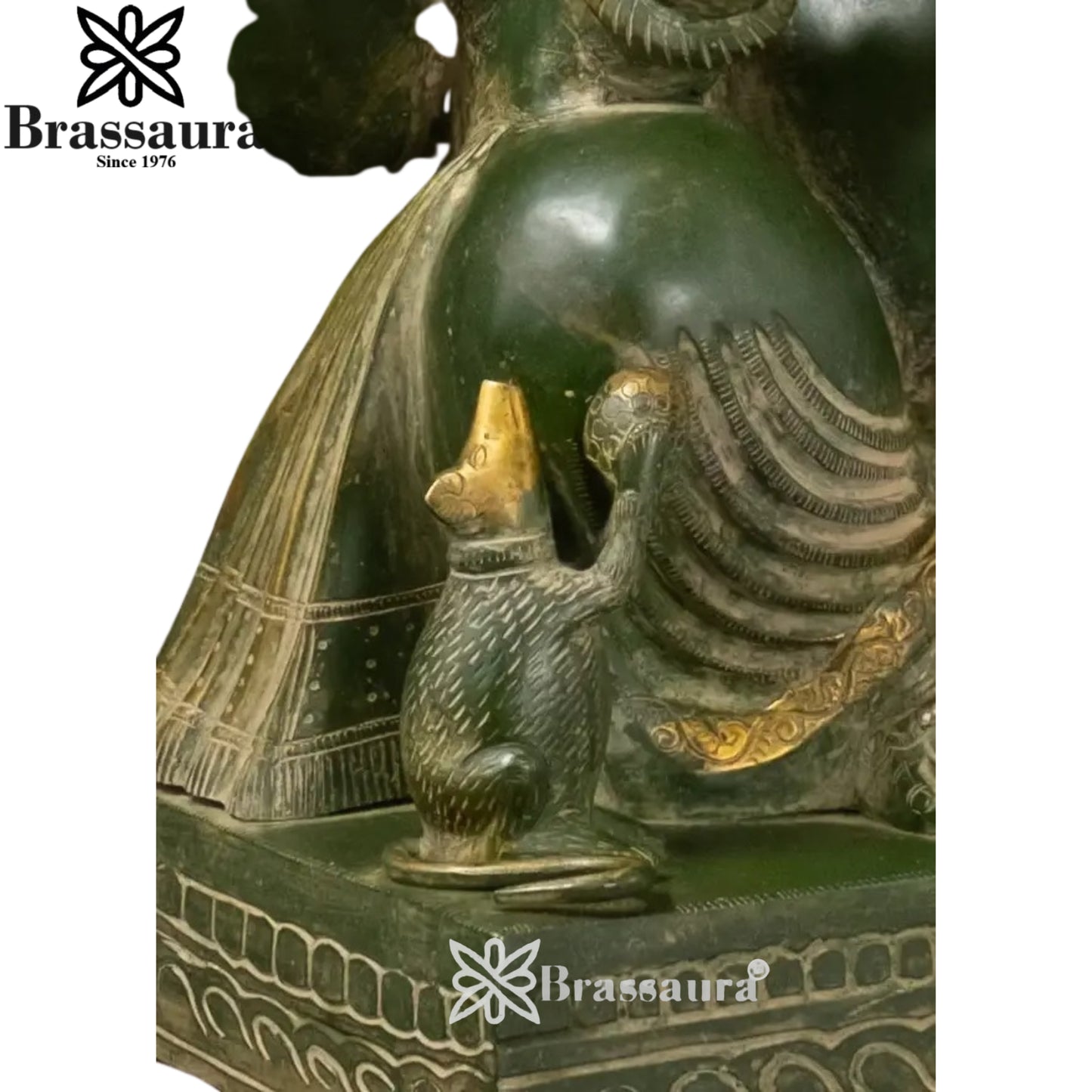 Brass Green Patina Ganesha Statue Weight 27.8 Kg And Height 20 Inch