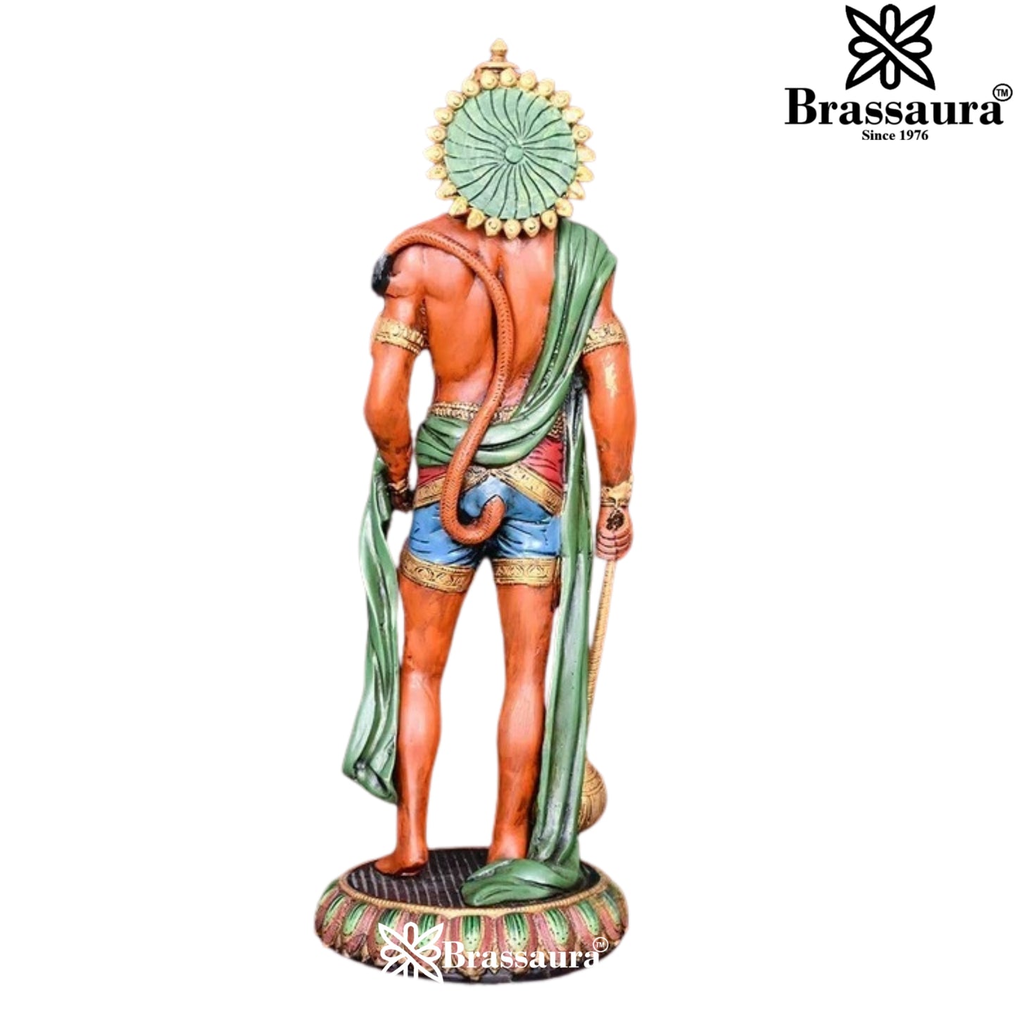 Brassaura™ Brass Standing Hanuman Idol – Height 23 Inches & Weight 12.2 Kgs | Divine Gifting