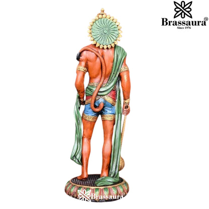 Brassaura™ Brass Standing Hanuman Idol – Height 23 Inches & Weight 12.2 Kgs | Divine Gifting