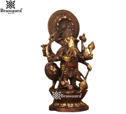 Brassaura Brass Ganesha Idol | Height 11 Inches
