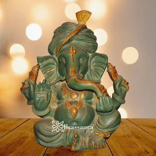 Brass Turban Ganesha Weight 20.6 Kg & Height 17 Inch