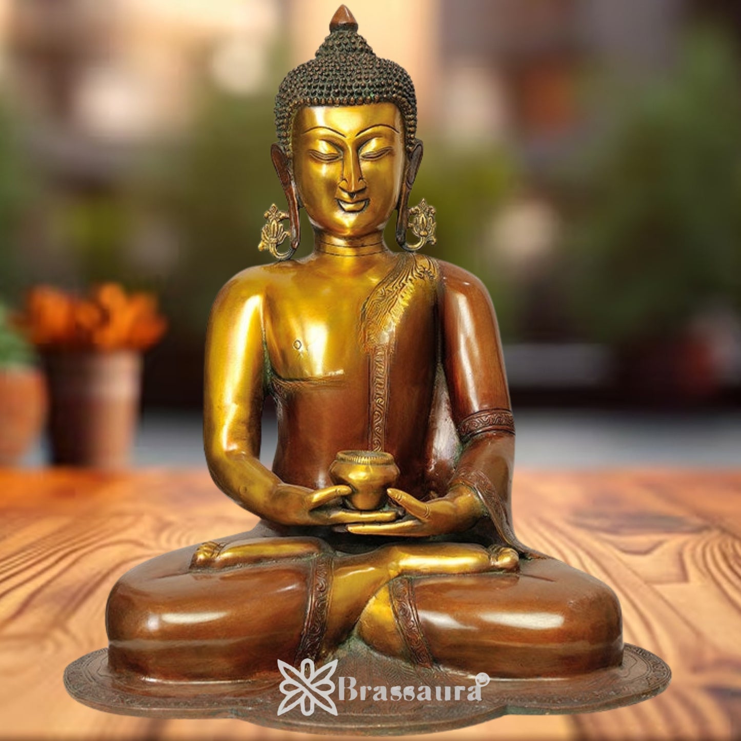 Brass Bhumisprasa Buddha Weight 16 Kg & Height 18 Inch