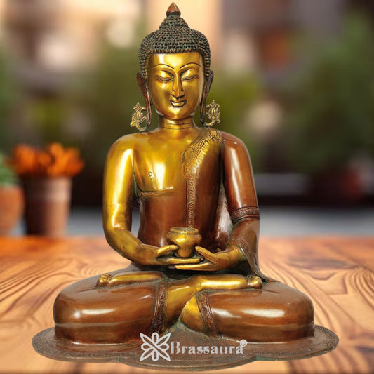 Brass Bhumisprasa Buddha Weight 16 Kg & Height 18 Inch