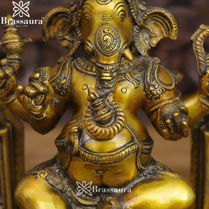 Brass Ring Ganesha Weight 8.58 Kg & Height 15 Inch