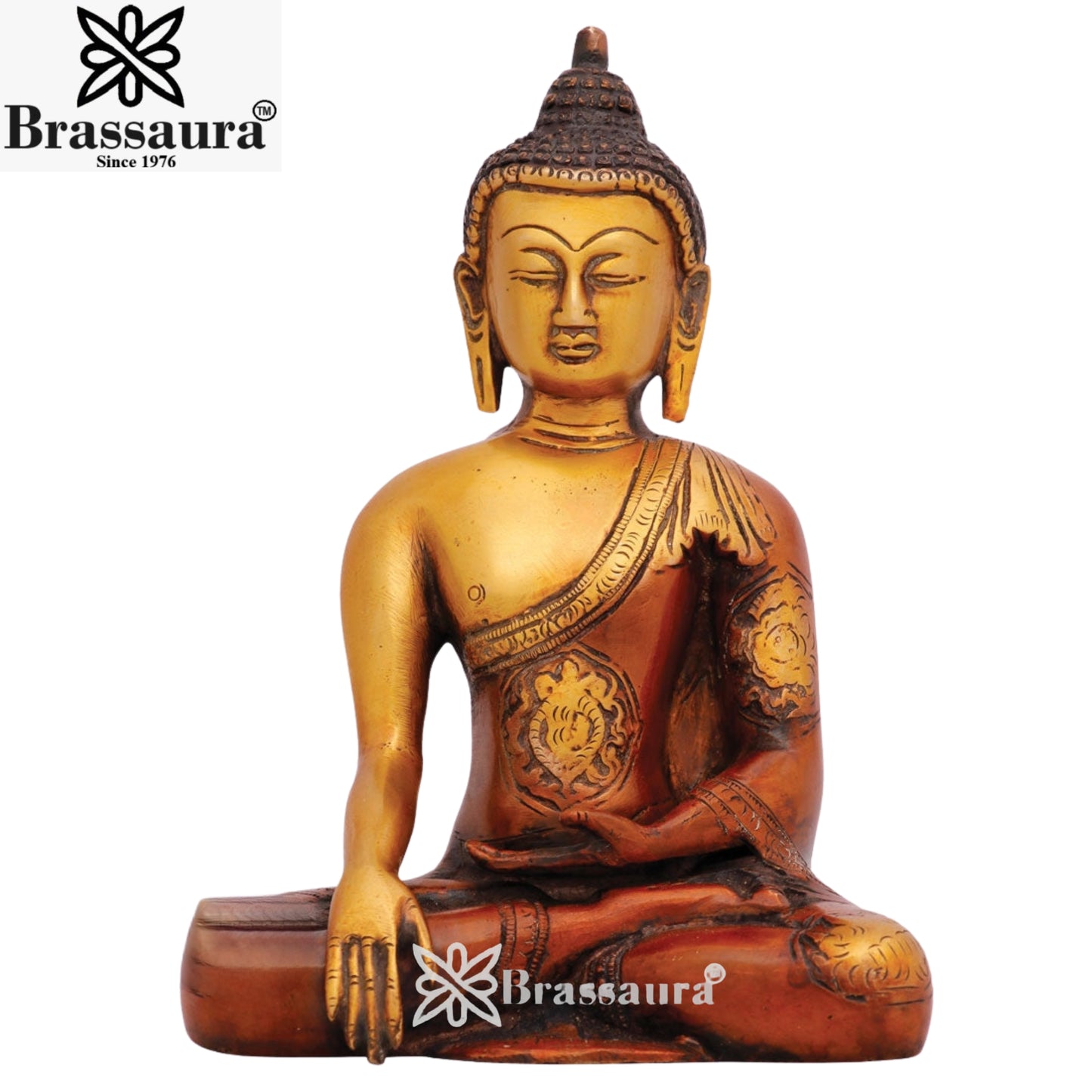 Brass Bhumisprasa Buddha Weight 1.8 kg & Height 7 Inch