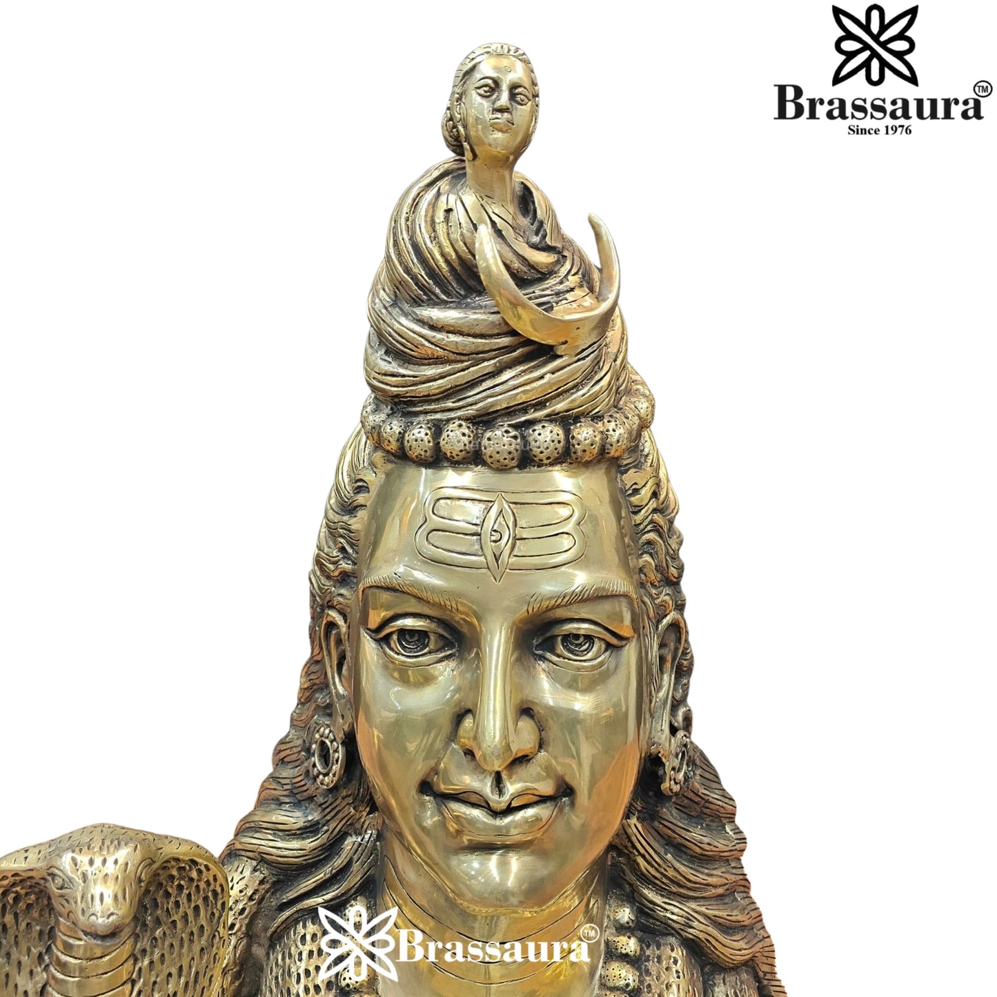 Brass Royal Golden Shiva Mukhlingam Weight 30Kg & Height 27 Inch