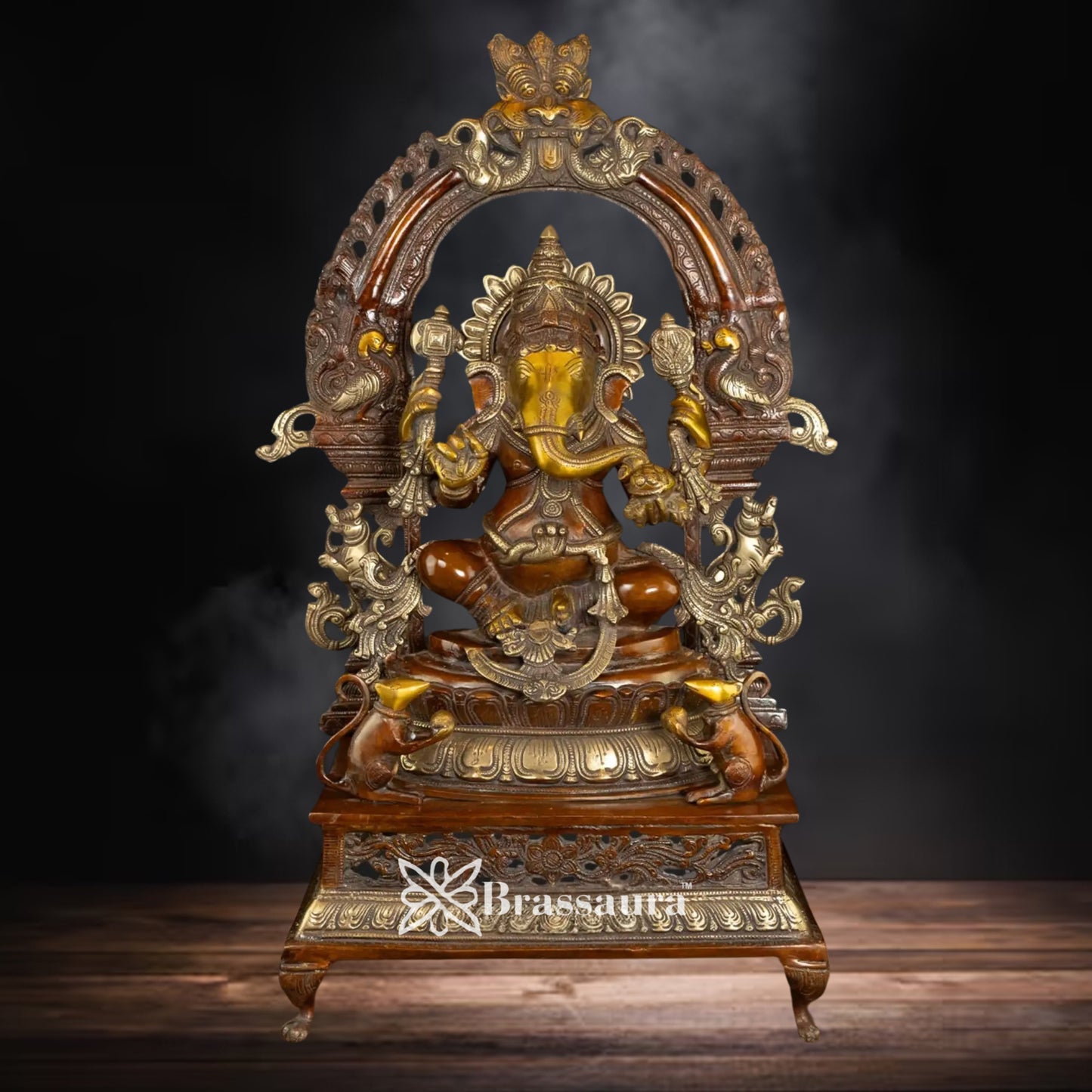 Brass Ring Ganesha Weight 25 Kg & Height 27.5 Inch
