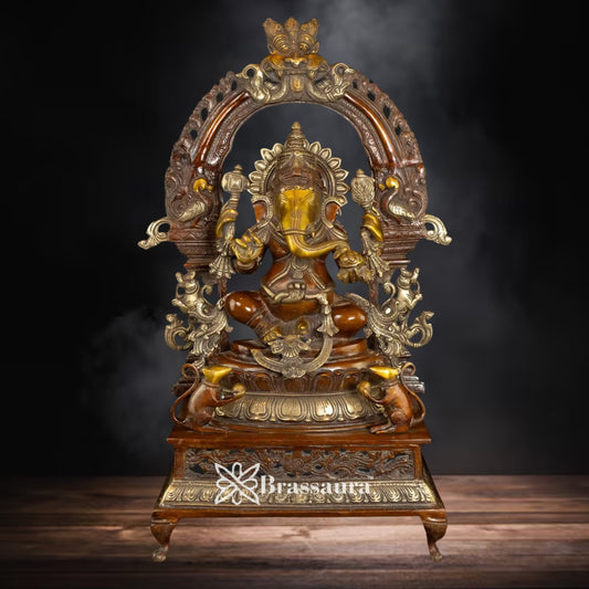 Brass Ring Ganesha Weight 25 Kg & Height 27.5 Inch