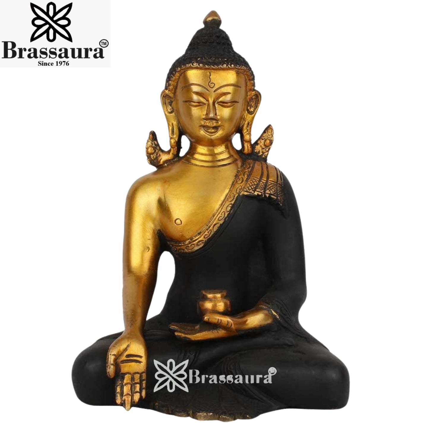 Brass Bhumisprasa Buddha Weight 2.3 kg & Height 8 Inch