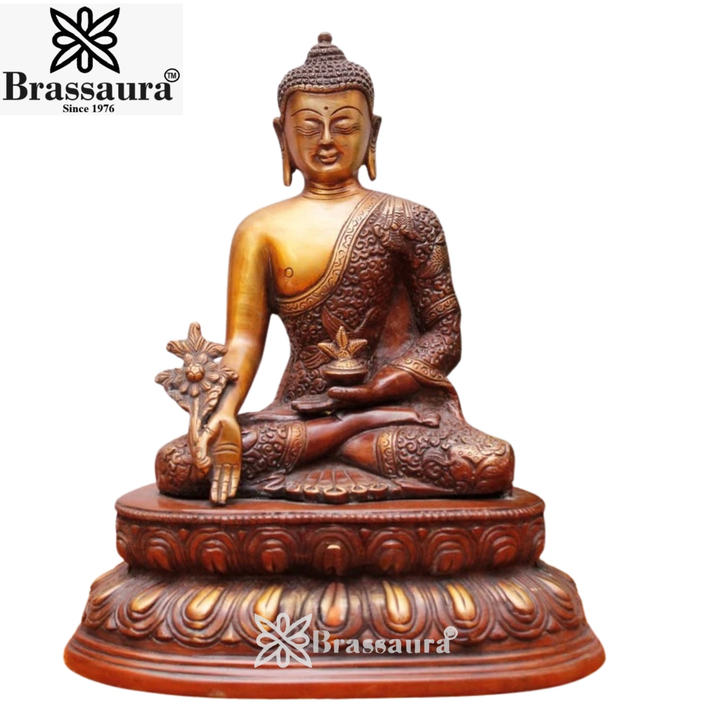 Brass Blessing Buddha Weight 0.8 kg & Height 5 Inch